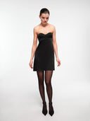 Black bustier mini dress by MOSAÏKA worn on model full body front view