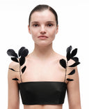 Goose feather straps by MOSAÏKA minimal front portrait on model