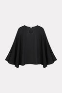 Black silk cape by MOSAÏKA back view with teardrop opening