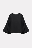 Black silk cape by MOSAÏKA front view
