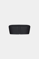 Black strapless crop top by MOSAÏKA back view with zipper closure