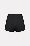 Black tailored mini shorts by MOSAÏKA back view